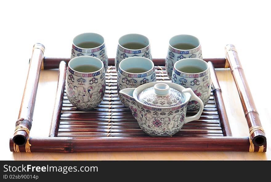 Tea is brewed in Chinese porcelain tableware. Tea is brewed in Chinese porcelain tableware