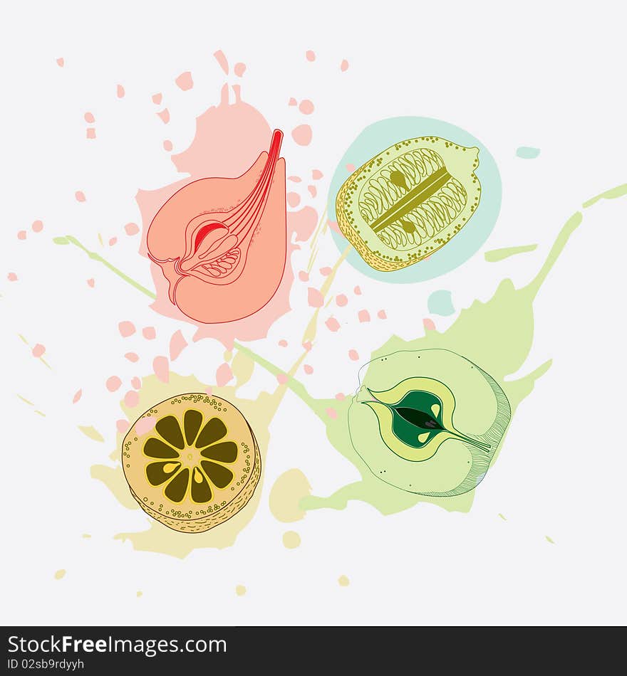 Fruit in splashes