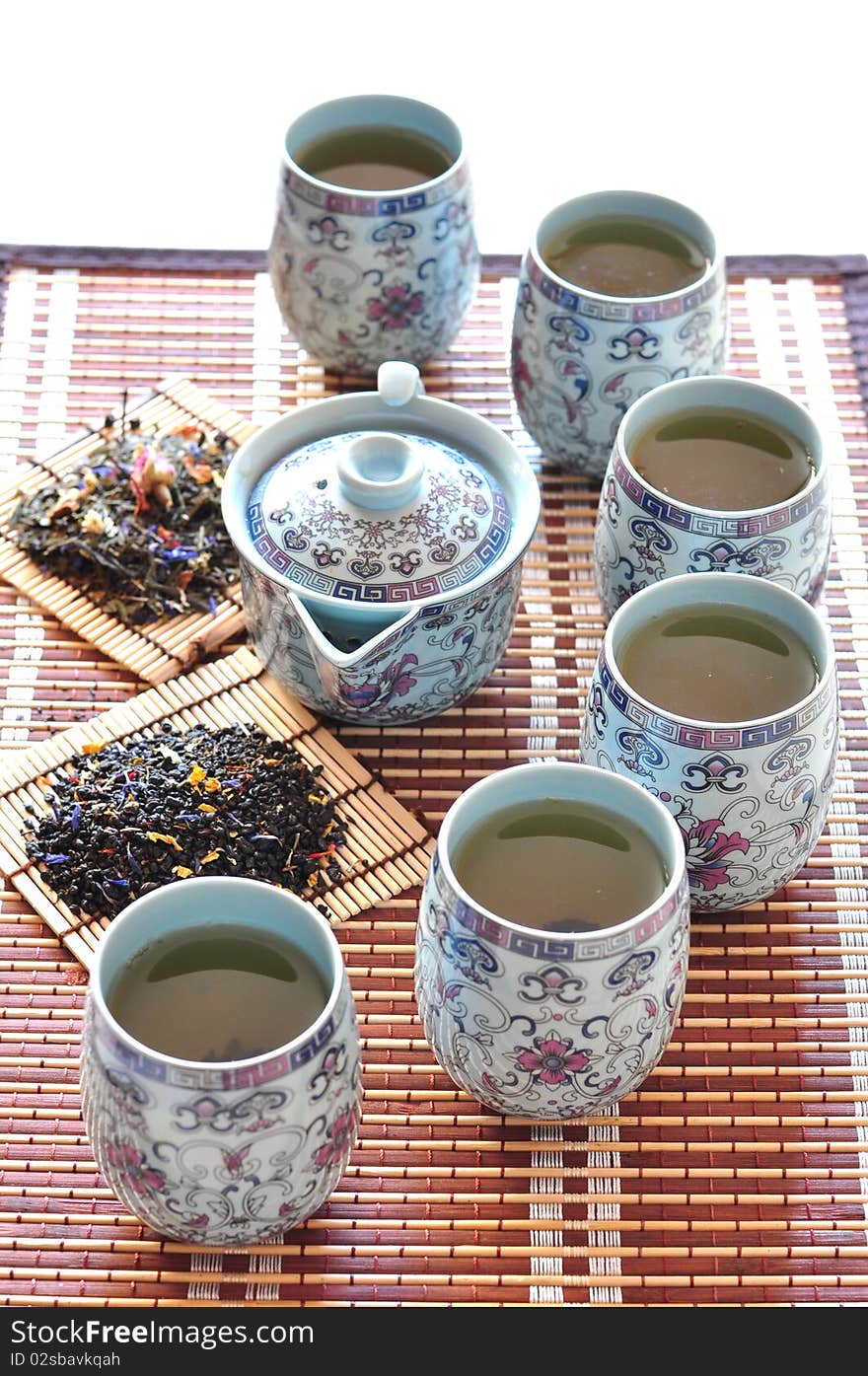 Tea is brewed in Chinese porcelain tableware. Tea is brewed in Chinese porcelain tableware