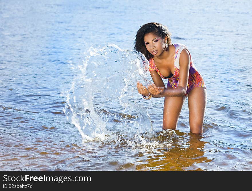 Beautiful woman at the sea