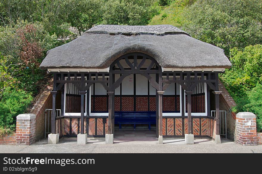 Shelter on the seafront at Eastbourne, East Sussex, UK. Shelter on the seafront at Eastbourne, East Sussex, UK