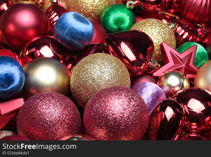 Colorful Christmas decorations mix balls