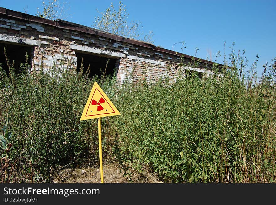 Lost city.Abandoned farm. Near Chernobyl area. Modern ruins. Ukraine. Kiev region