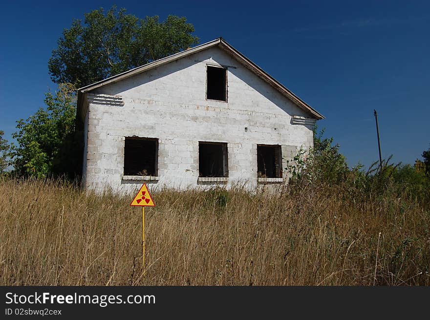 Lost city.Abandoned farm. Near Chernobyl area. Modern ruins. Ukraine. Kiev region