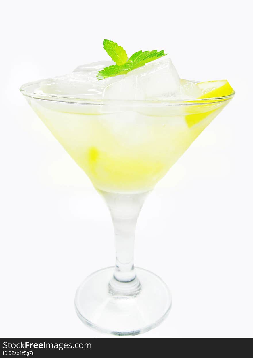 Alcohol liqueur cocktail with lemon