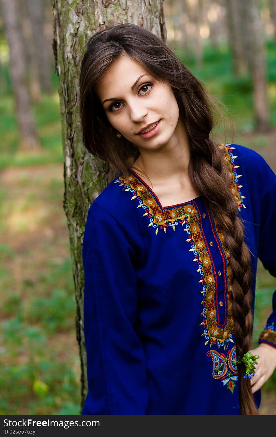 A girl with long hairs in-field. A girl with long hairs in-field