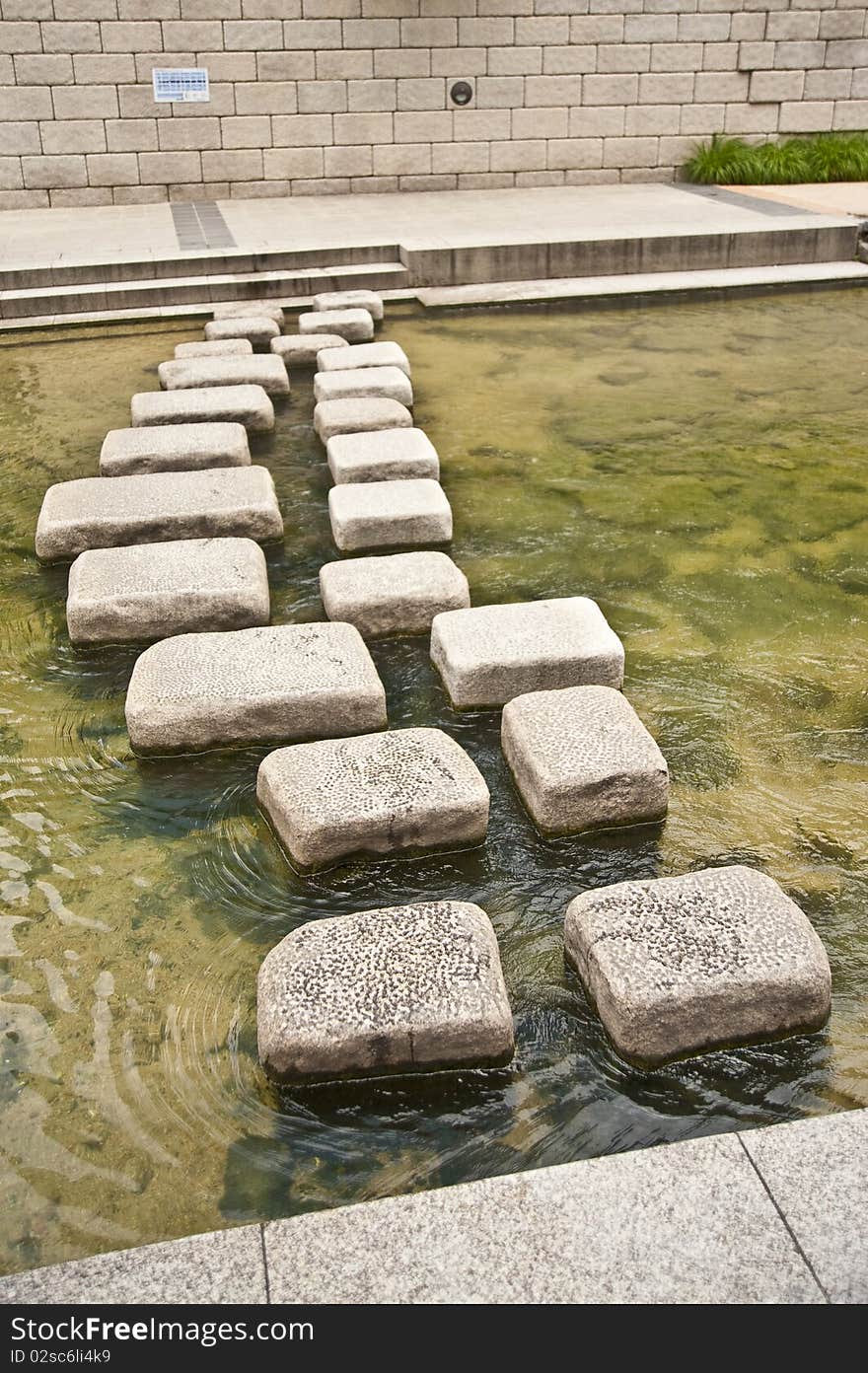 Korea Cheonggye creek stream stone bridge