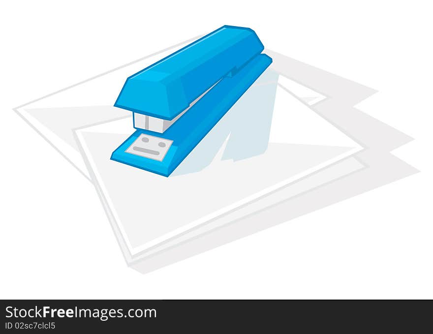 The dark blue stapler costs on sheets of paper. A illustration