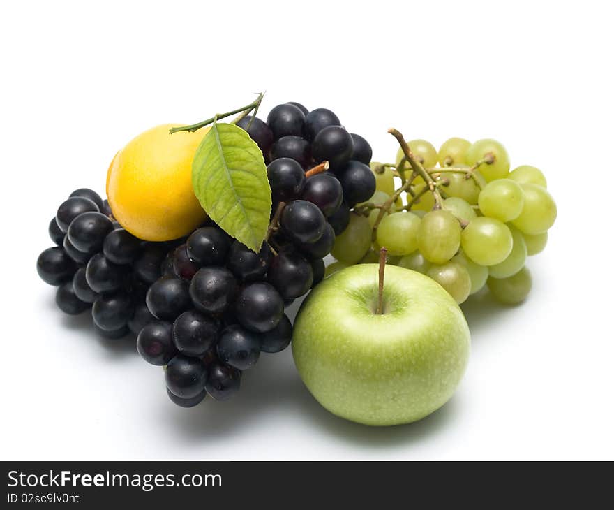 Group of different fruits isolated on white