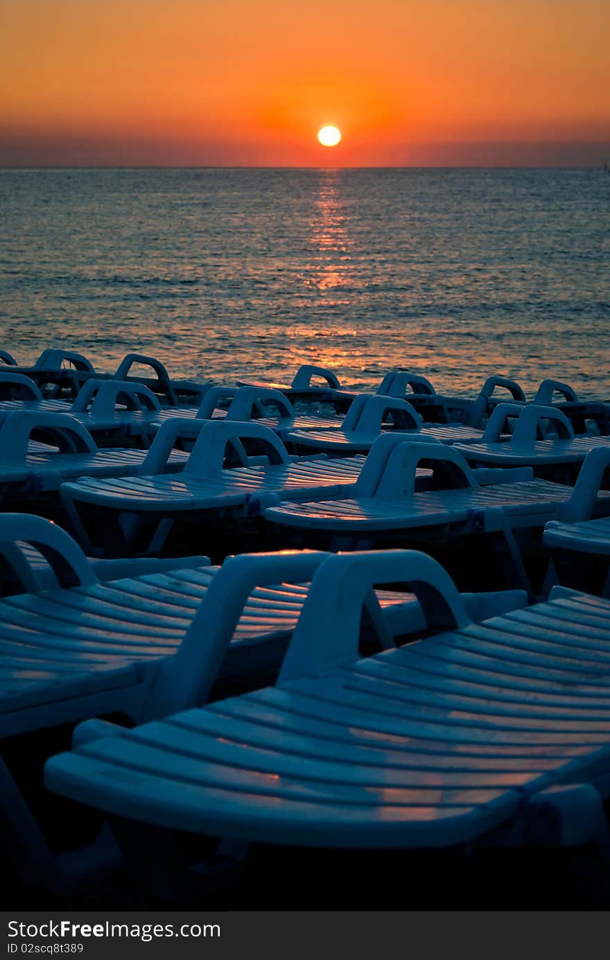 Beach Chairs Ready For Tourists