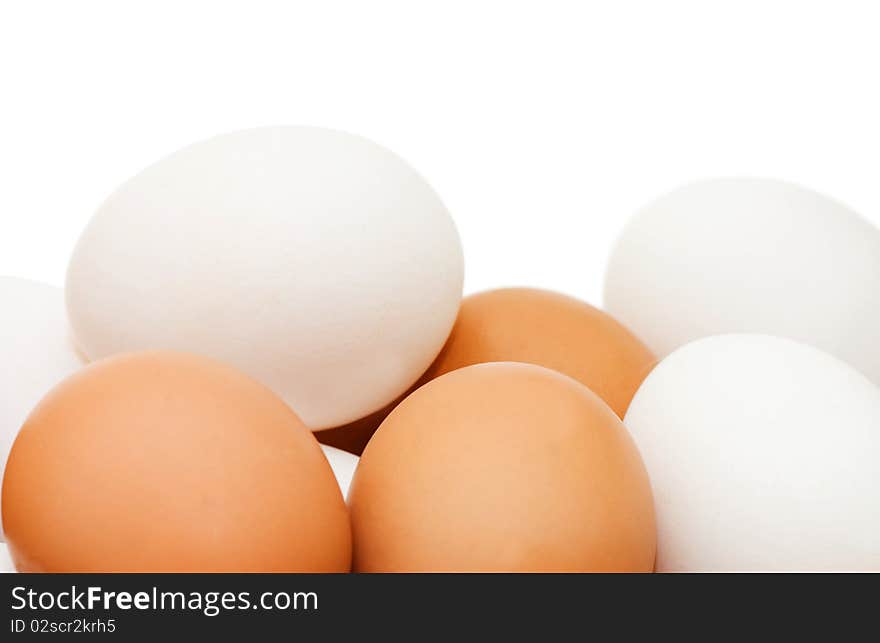 Chicken eggs on a white background