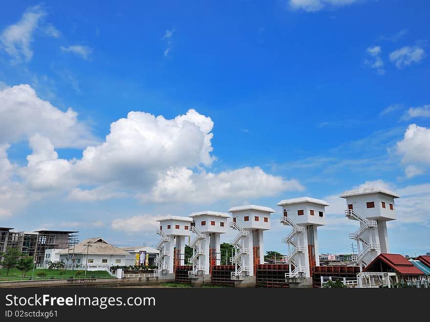 Align of  the water gate with brighten sky view