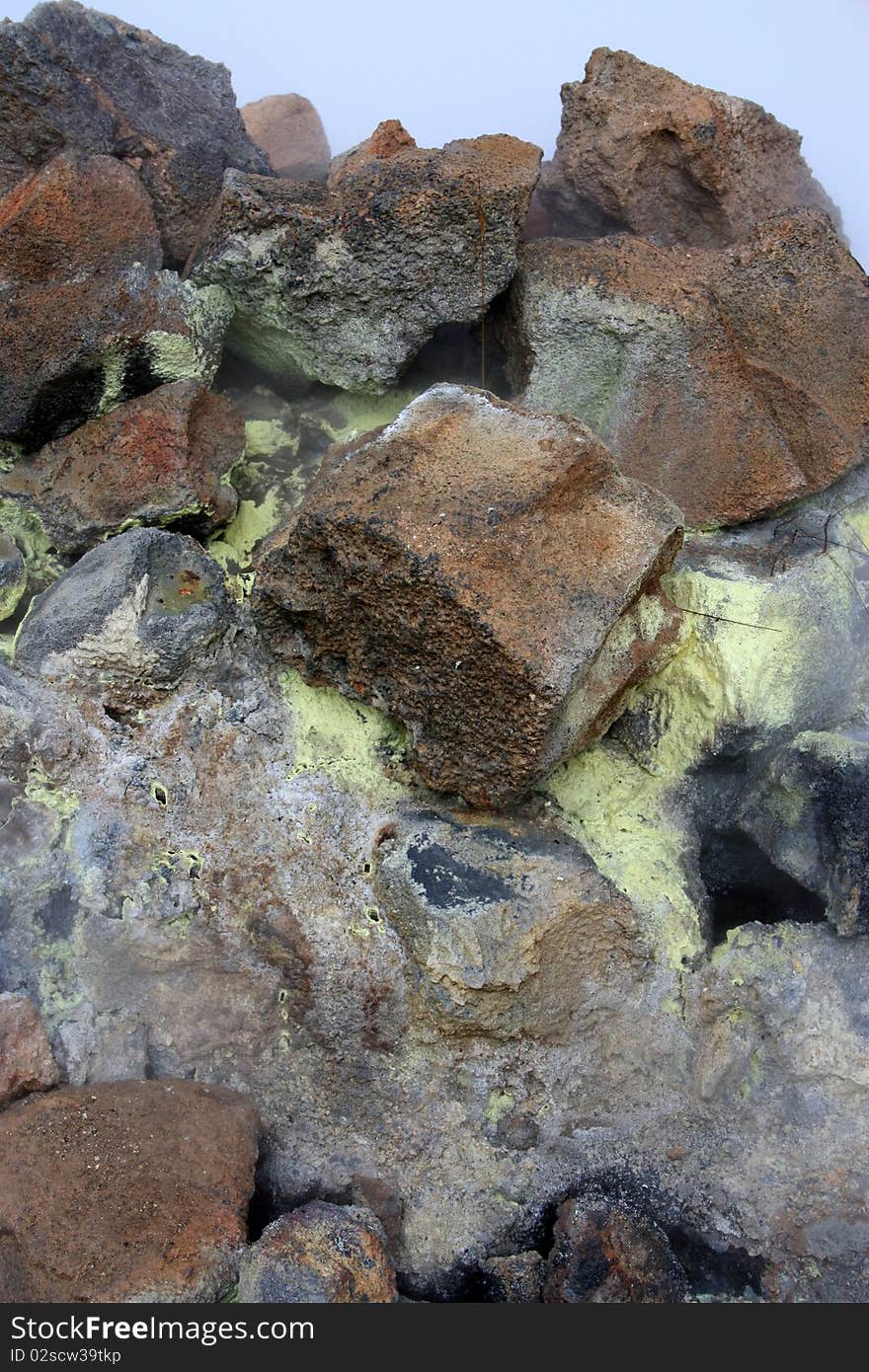 Geothermal hot springs near Krafla volcano in Iceland. Geothermal hot springs near Krafla volcano in Iceland.