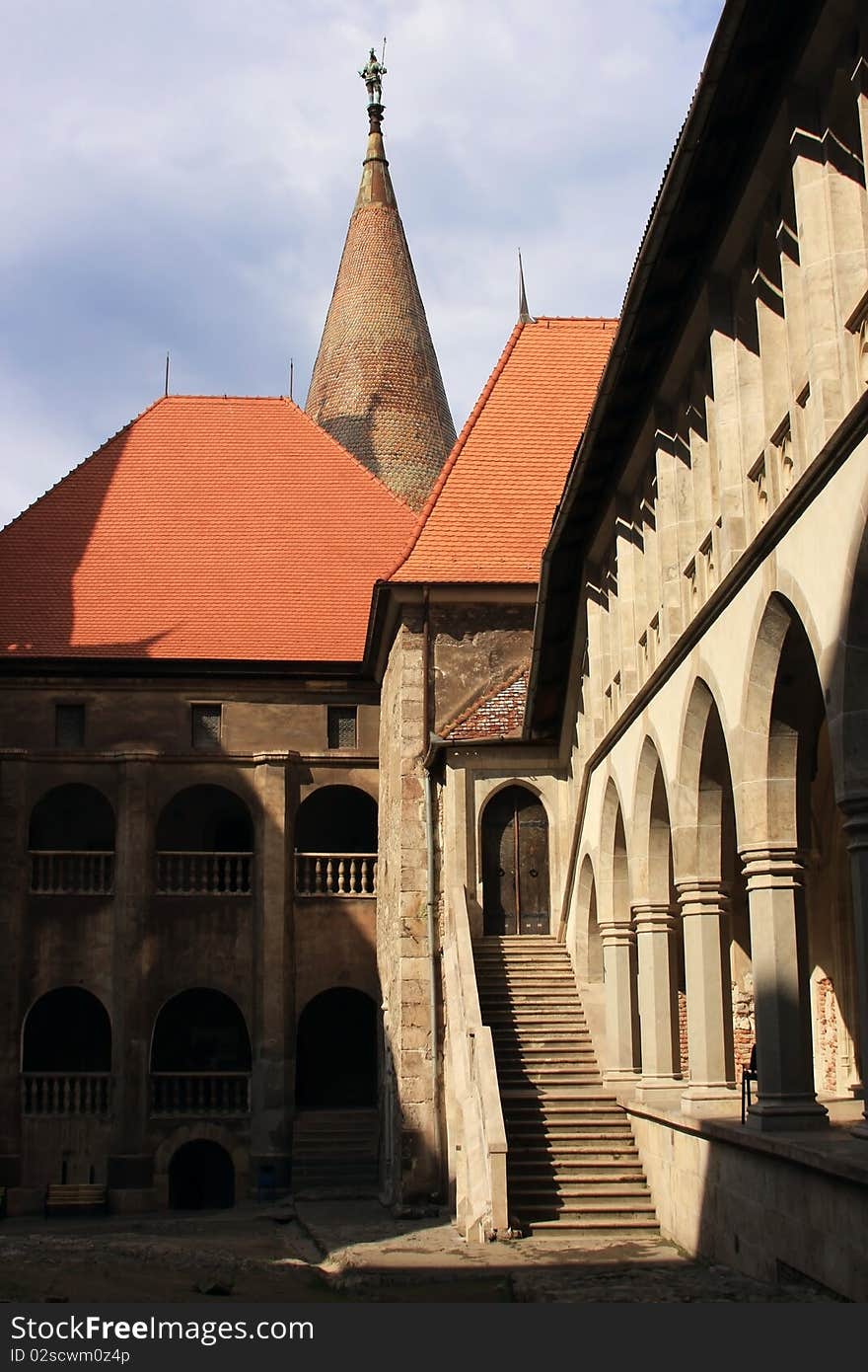 This is a picture took at the castle from Hunedoara, Romania,  representing the courtyard!. This is a picture took at the castle from Hunedoara, Romania,  representing the courtyard!