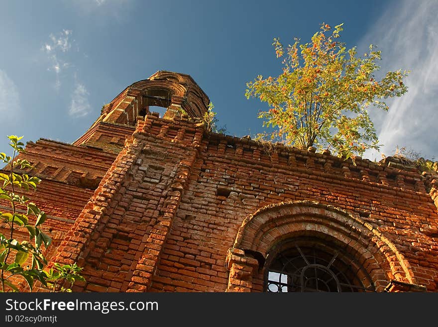 Ruins of castle under blue sky