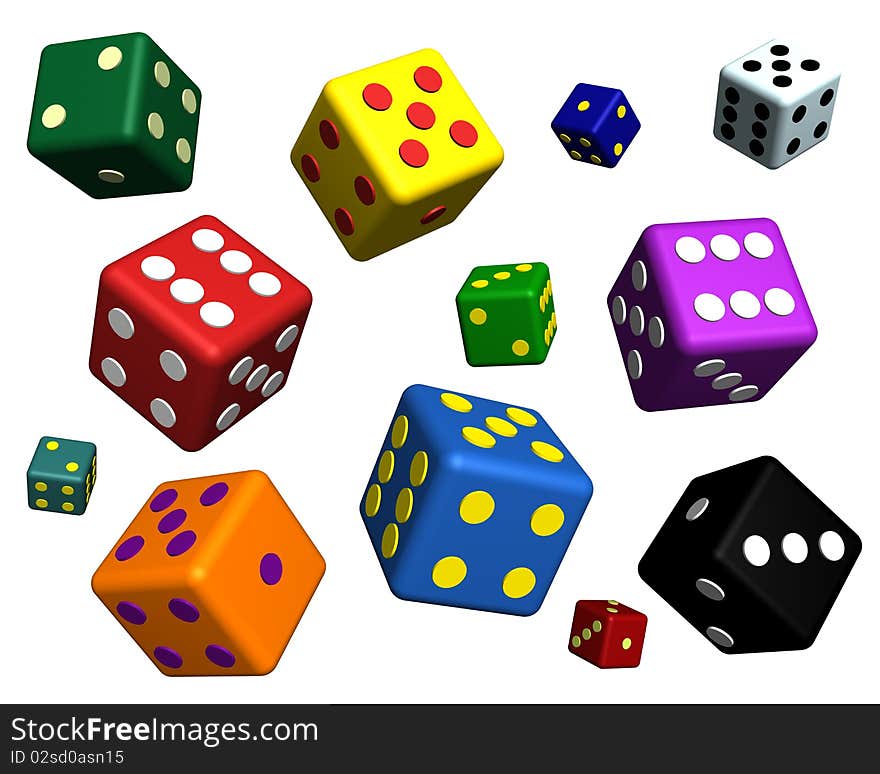 Playing dices on white background