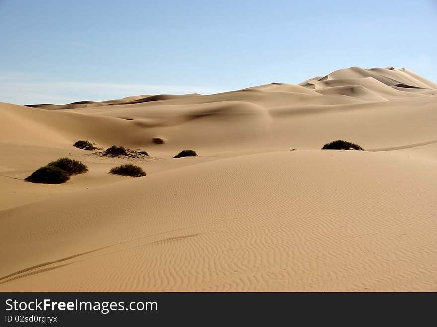 Sand dunes in the desert of Libya, in Africa. Sand dunes in the desert of Libya, in Africa