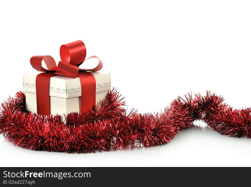 Present with ribbon and copy space. Present with ribbon and copy space