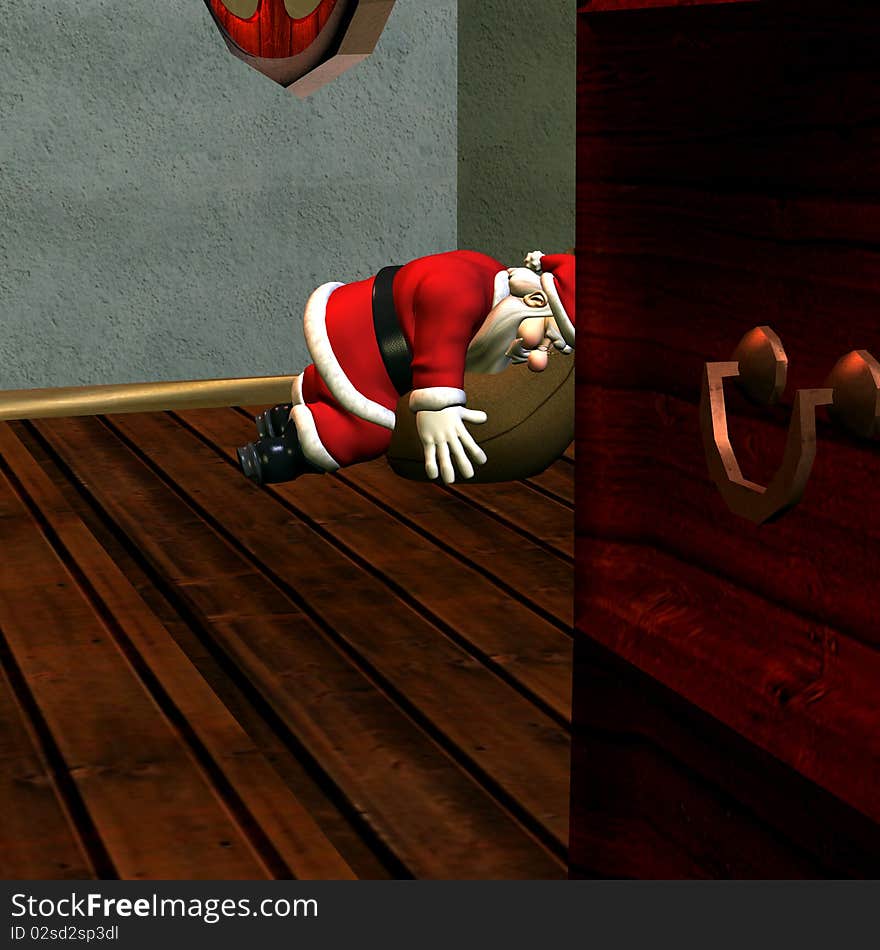 3d rendering of Santa Claus in sleeping pose as illustration. 3d rendering of Santa Claus in sleeping pose as illustration