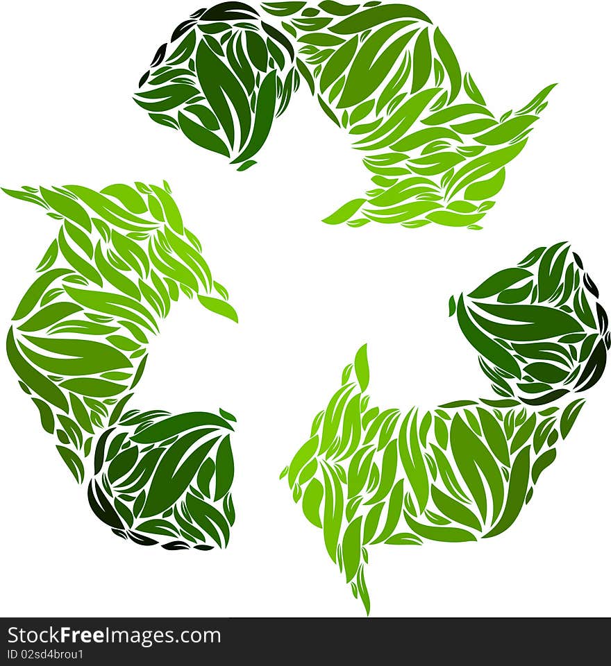 Recyclin symbol made from leaves.