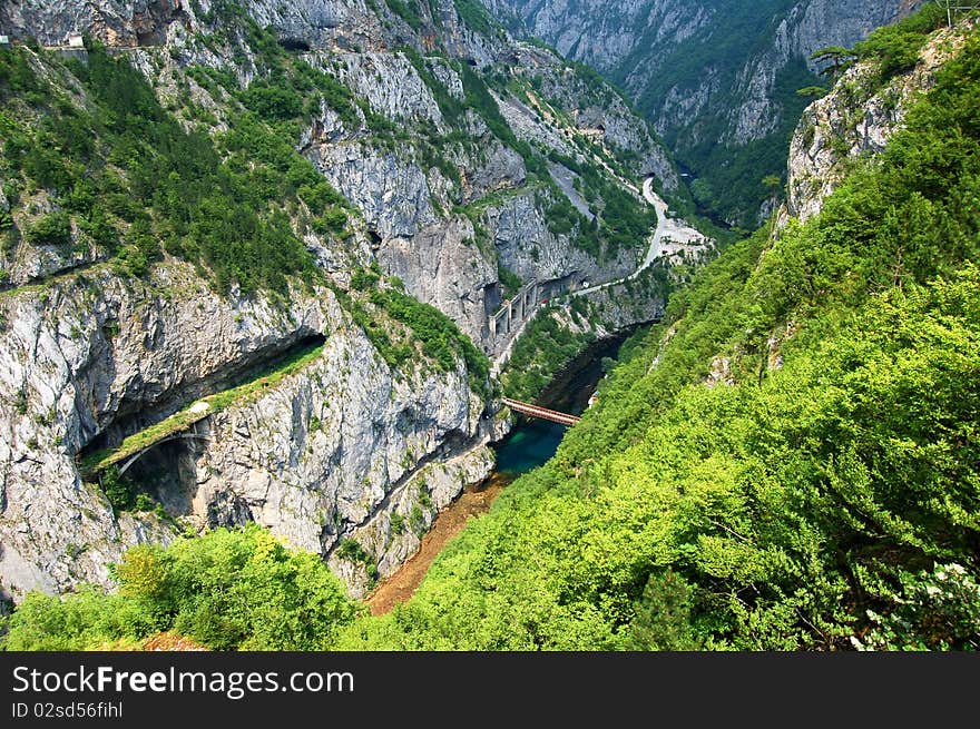 Canyon of Piva River in Montenegro