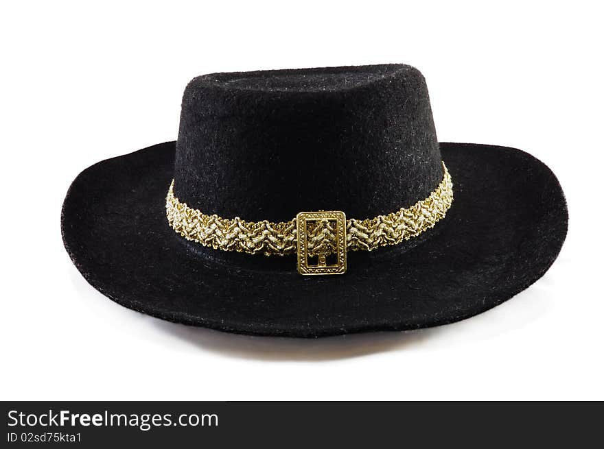 The black hat is isolated on a white background