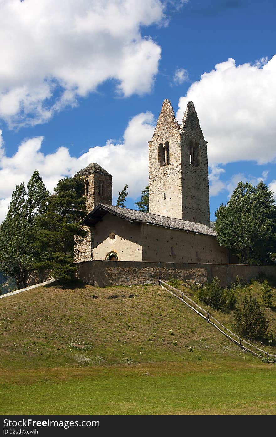 Old church in the meadows of Switzerland