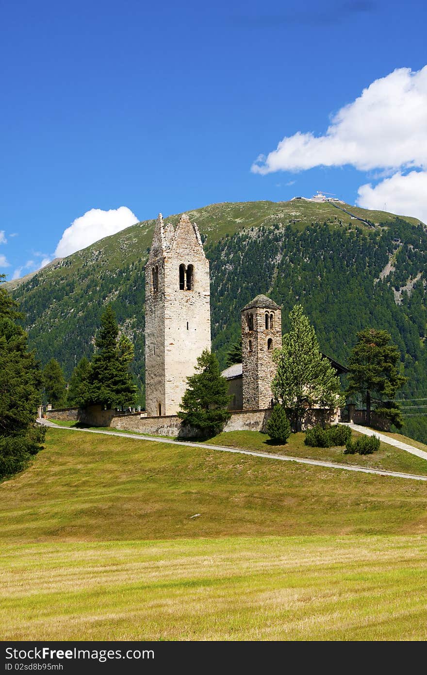 Old church in the meadows of Switzerland