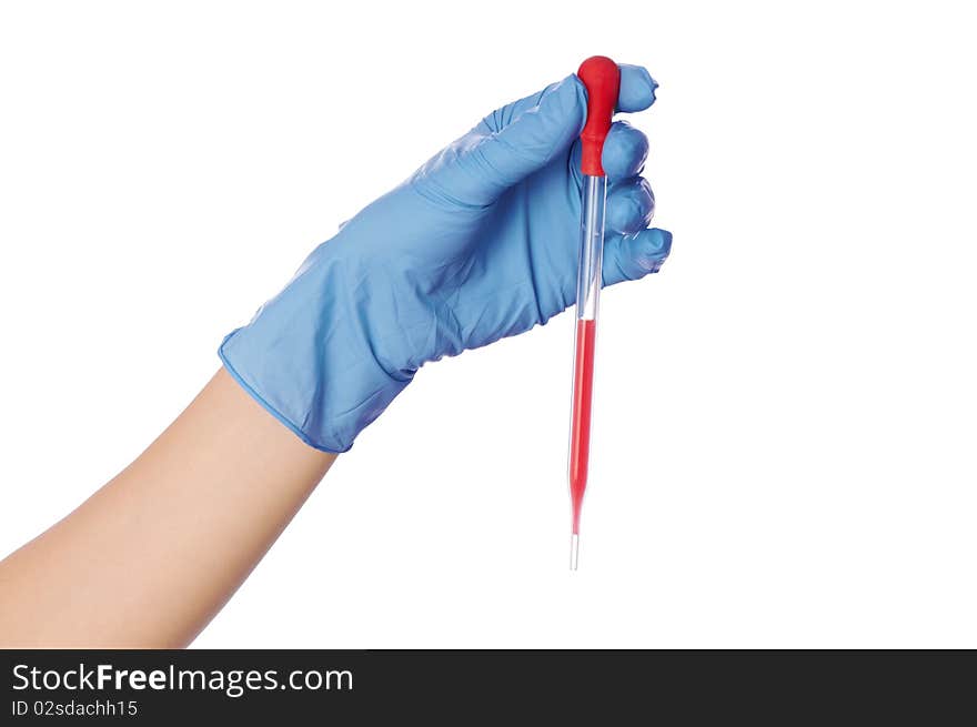 Doctor research a sample of blood for vaccine. Doctor research a sample of blood for vaccine