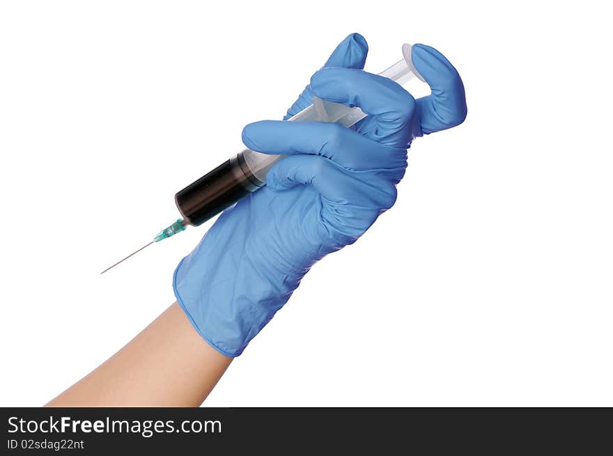 Sample of fractions of oil typed in a syringe for experiments. Sample of fractions of oil typed in a syringe for experiments