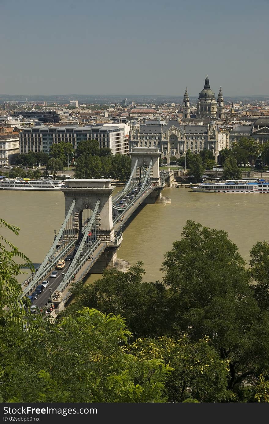 Chain Bridge in Budapest, Hungary. Chain Bridge in Budapest, Hungary