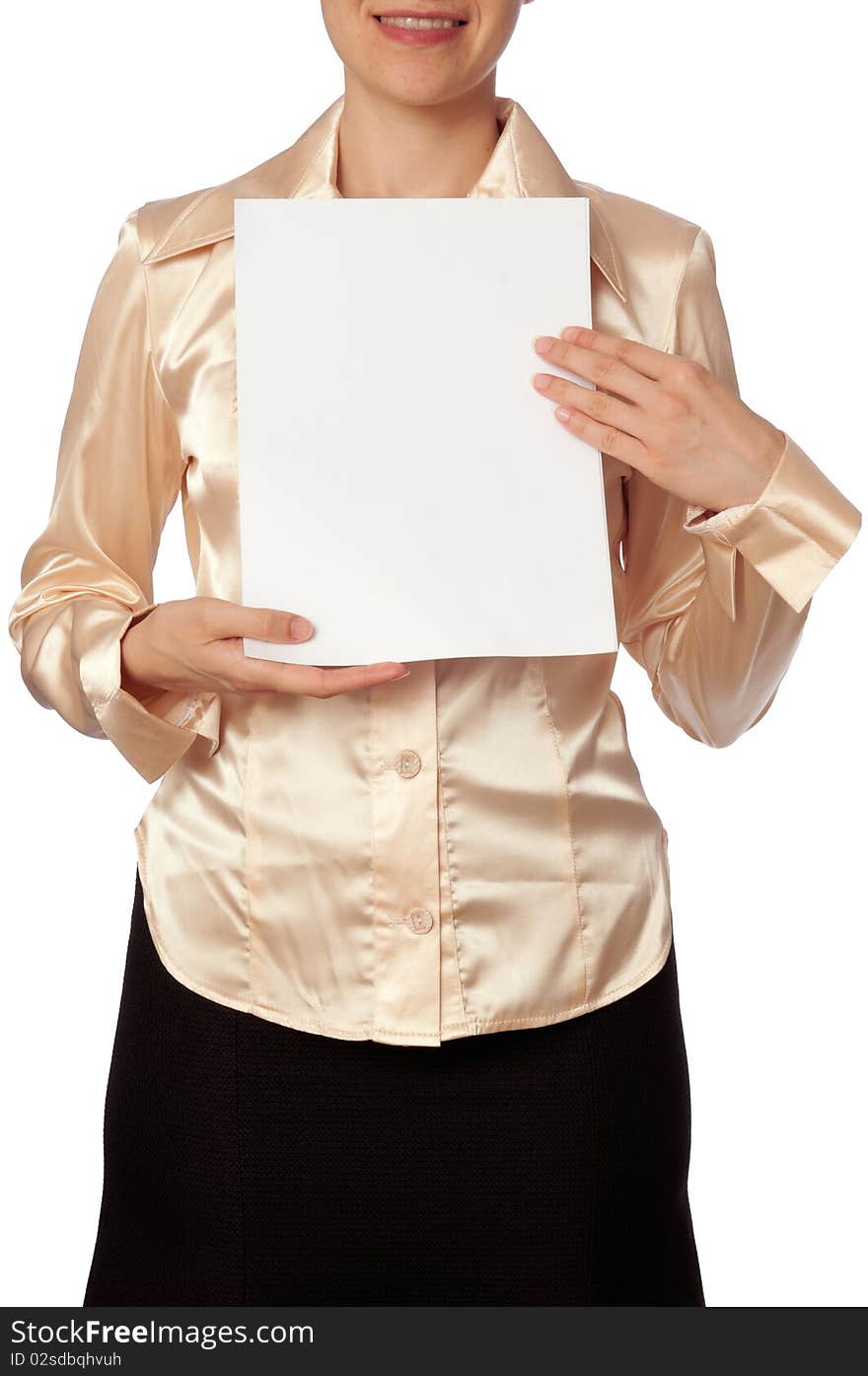 The new worker holds the white blank paper in the hand