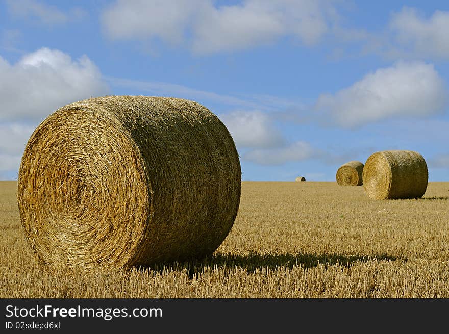 Straw bales on the field in england