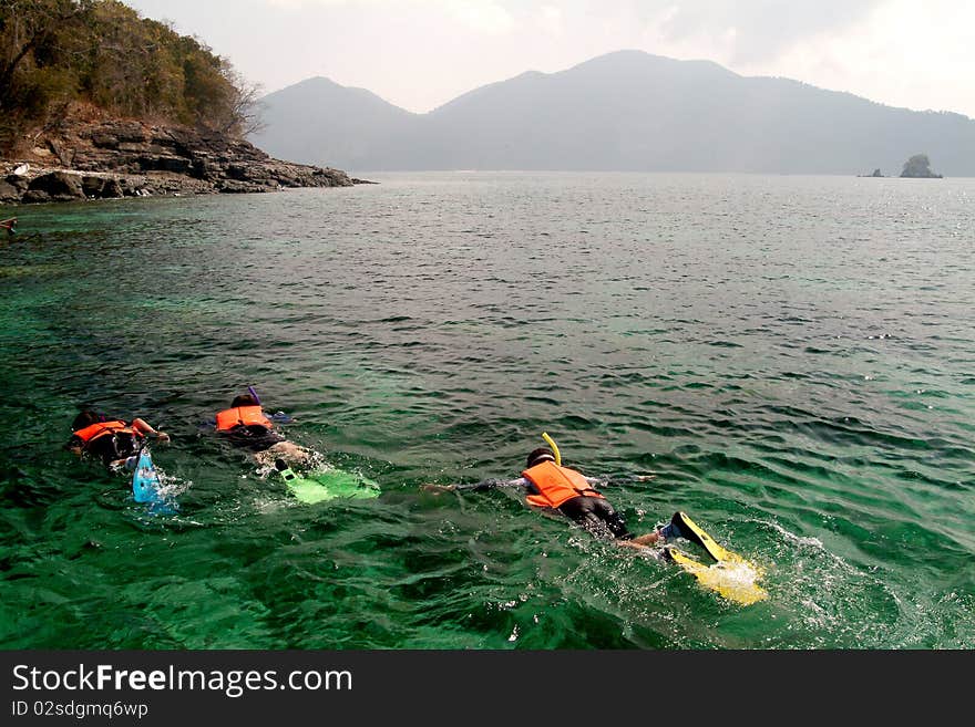 Dive by snorkel in Koh Pra jum ba , Tarutao Marrine National park , South of Thailand. Dive by snorkel in Koh Pra jum ba , Tarutao Marrine National park , South of Thailand