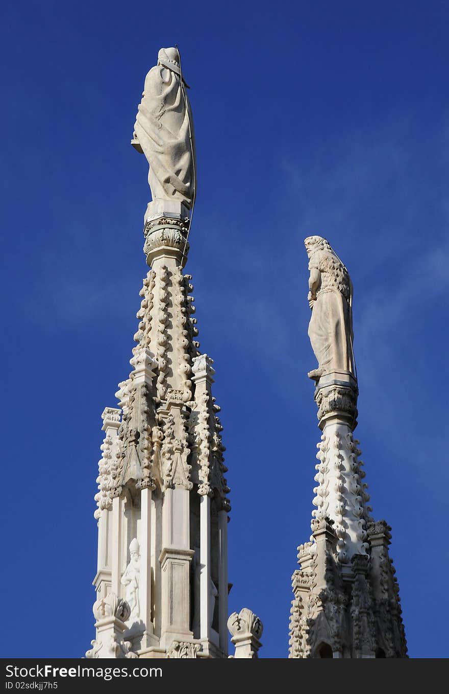 Statue decoration on top of Great cathedral of Milan city. Statue decoration on top of Great cathedral of Milan city