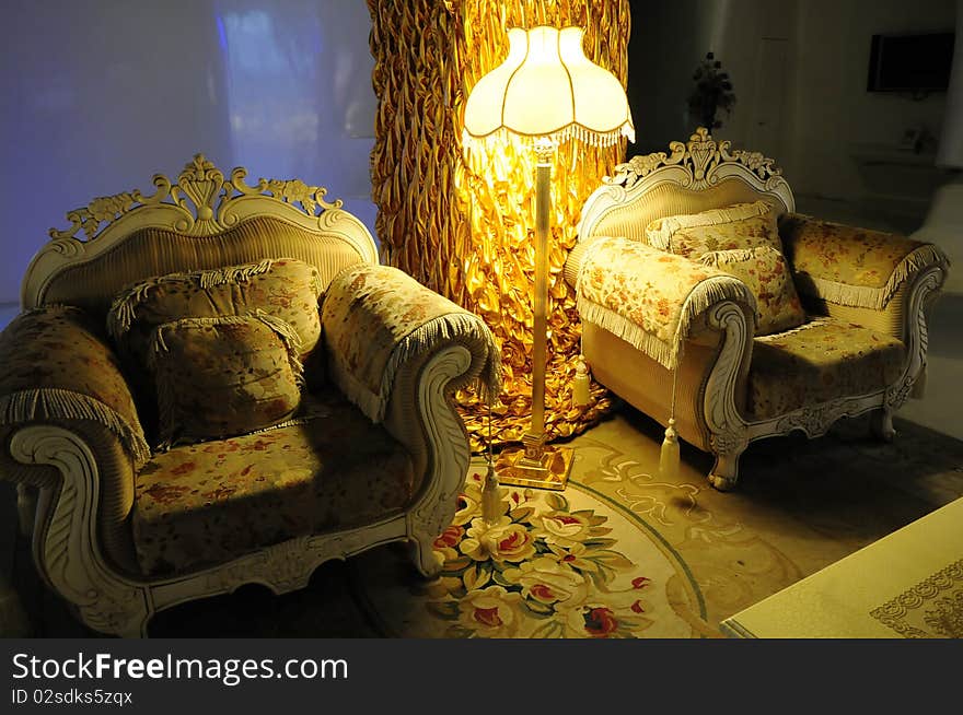 Luxury Room With Sofa And Floor Lamp