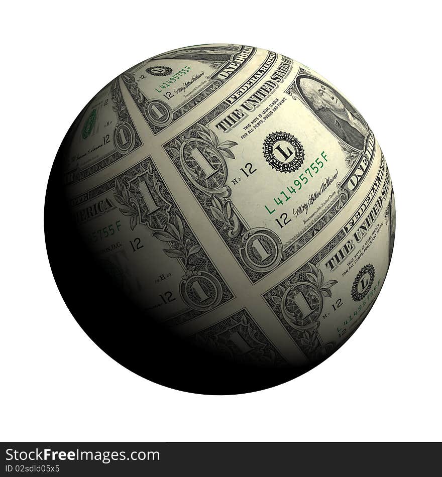 Dollar planet on a white background