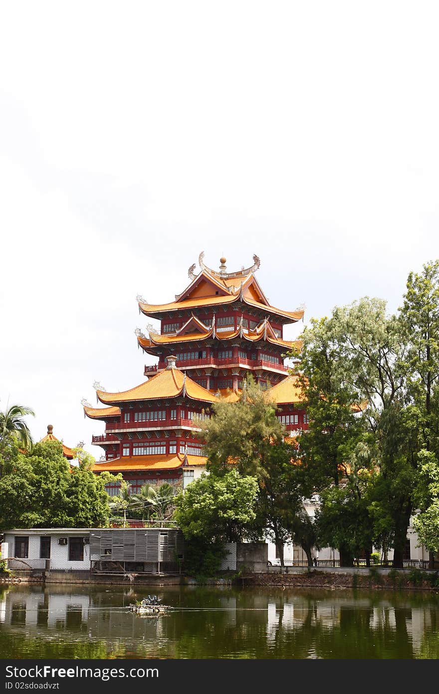 The house and pavilion of Chinese garden