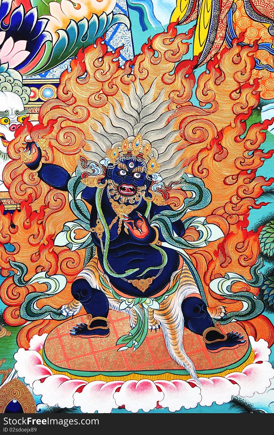 Deamon monster in tibet painting artwork. Deamon monster in tibet painting artwork