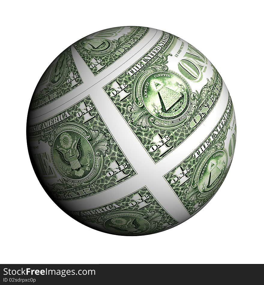 Dollar planet on a white background