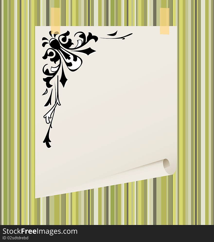 Paper Blank Leaf On A Striped Background, Eps10