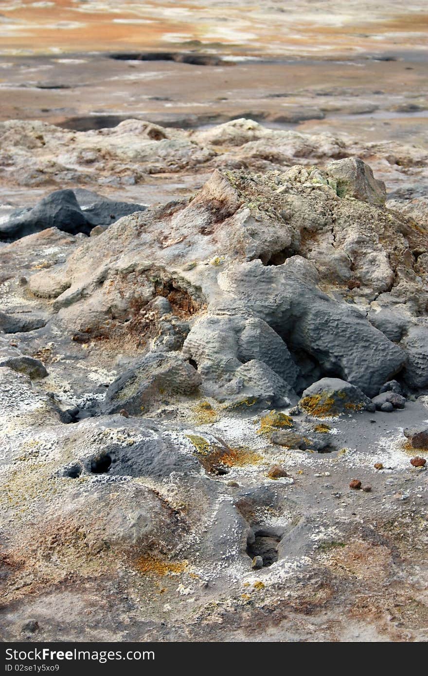 Geothermal hot springs near Krafla volcano in Iceland. Geothermal hot springs near Krafla volcano in Iceland.