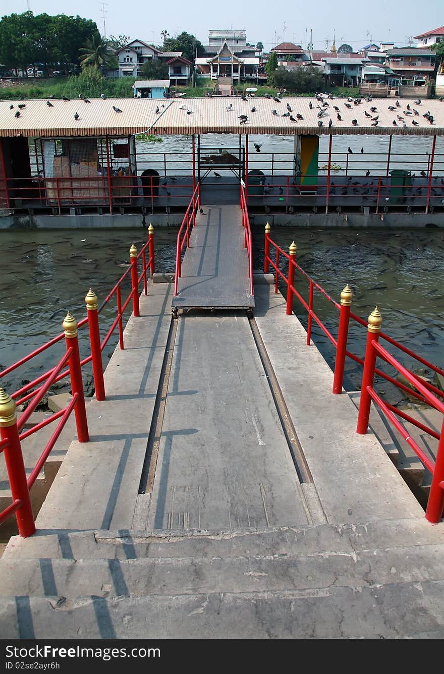 Old wooden bridge across the river