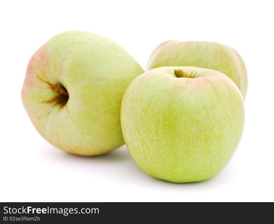 Three apples on white background