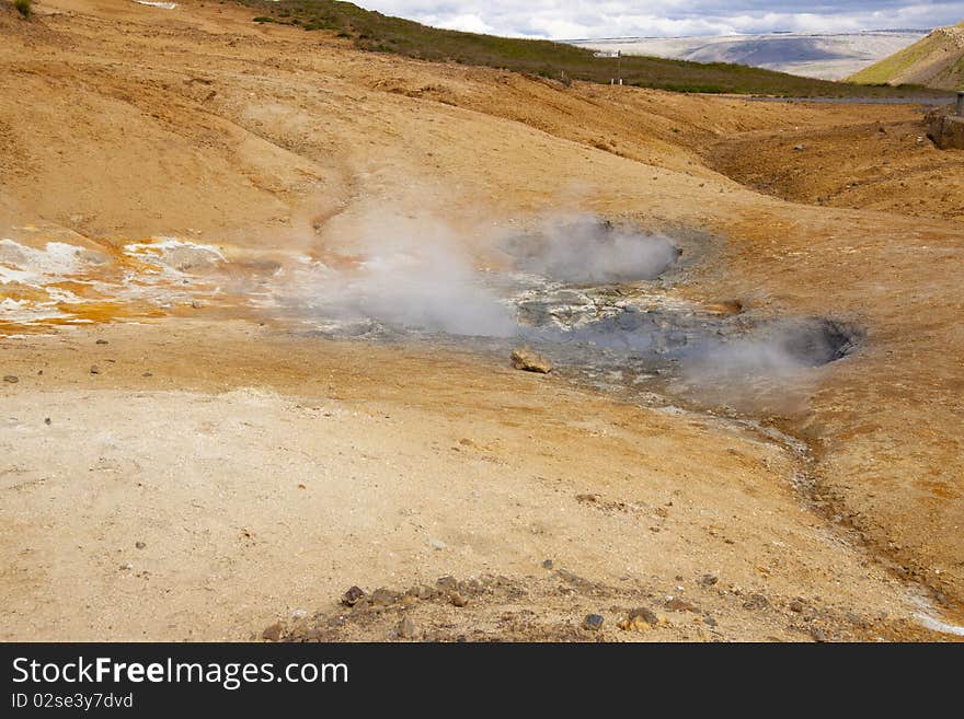 Geothermal area in Iceland. Colorful landscape.