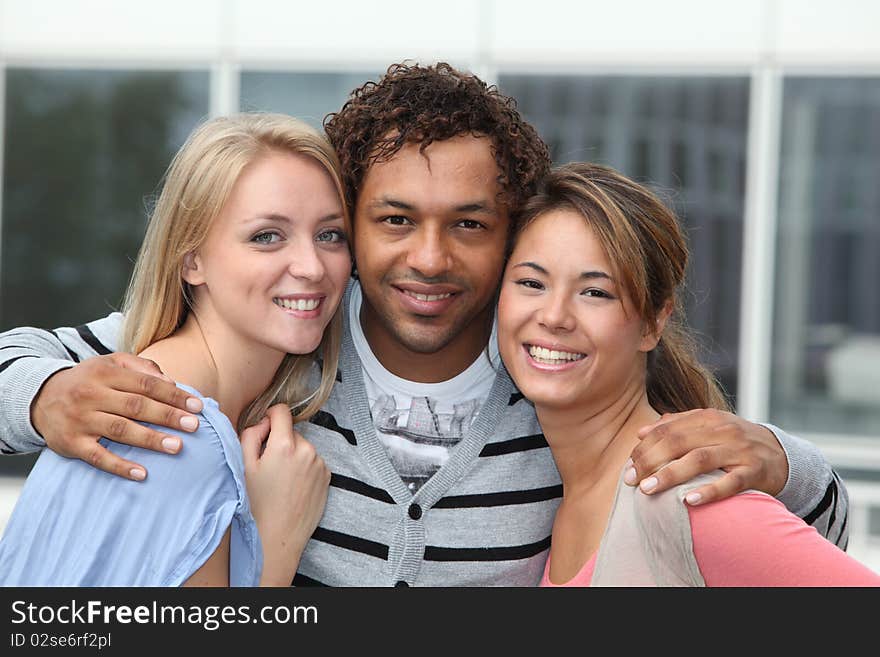 Closeup of 3 happy friends. Closeup of 3 happy friends