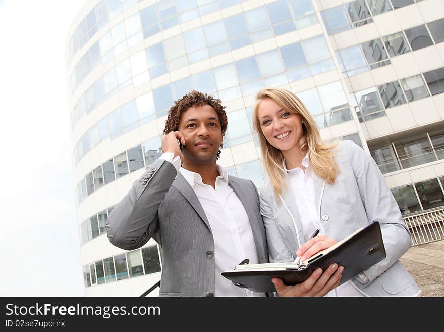 Business partners meeting outside the office. Business partners meeting outside the office