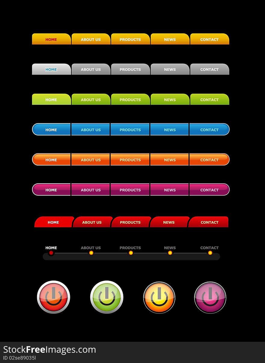 Set of colored buttons. Vector art