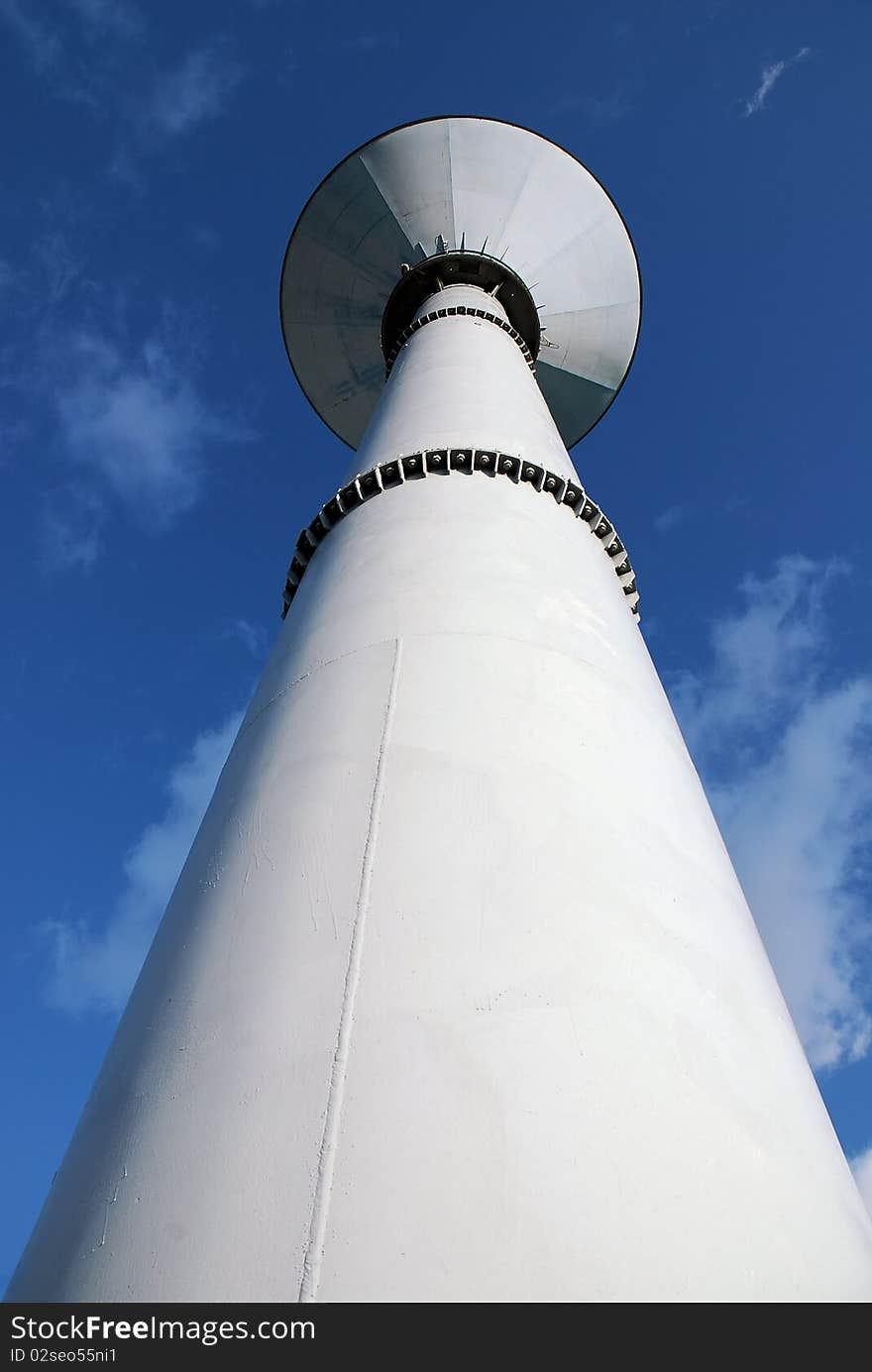 Water tower and the blue sky on the background