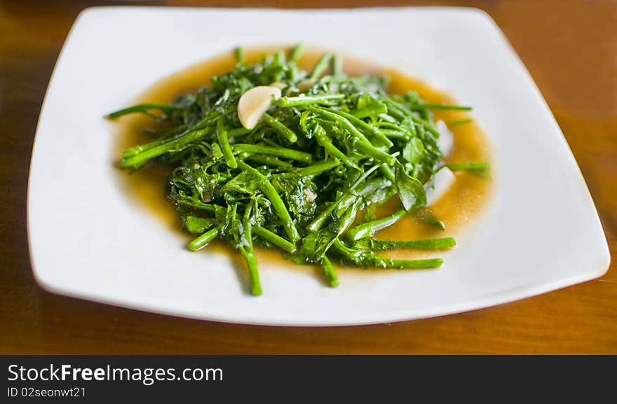 Plate of stir fried Thai vegetables